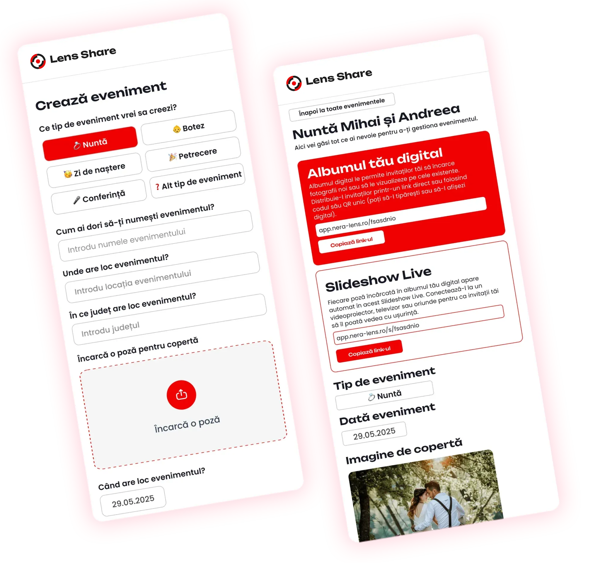 LensShare — partajare fotografii eveniment
